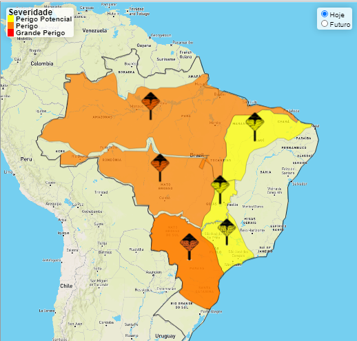 Mato Grosso do Sul sob alerta de temporal ventos de até 100 km h