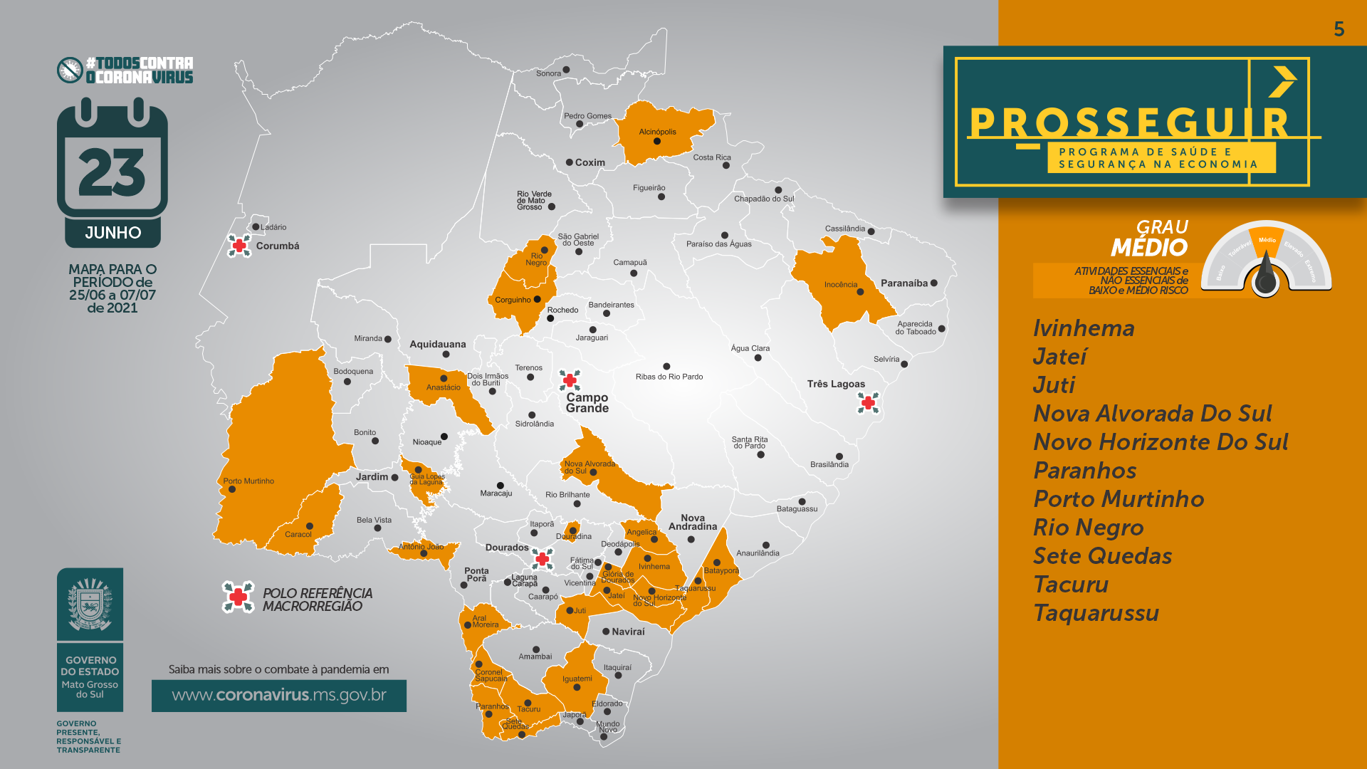 Campo Grande volta a receber classificação de risco extremo para pandemia  com a bandeira cinza do programa Prosseguir, Mato Grosso do Sul