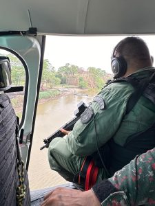 Equipes usam helicóptero para resgatar animais feridos no Pantanal