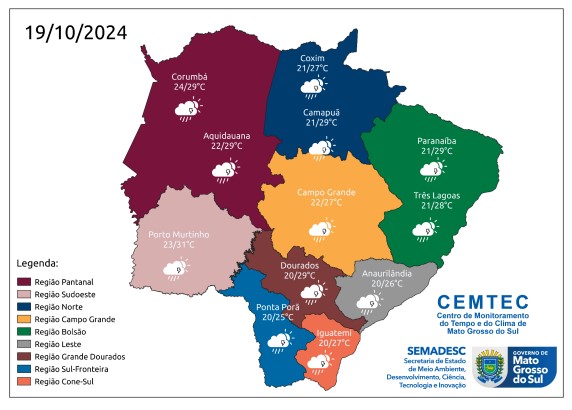 Final de semana tem previsão de chuva em diferentes regiões de MS