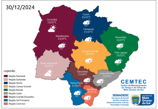 Últimos dias do ano com sol e possibilidade de chuvas já no primeiro dia de 2025