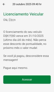 >Notificação de licenciamento