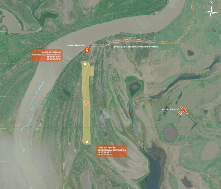 >Localização do aeródromo na região do Pantanal